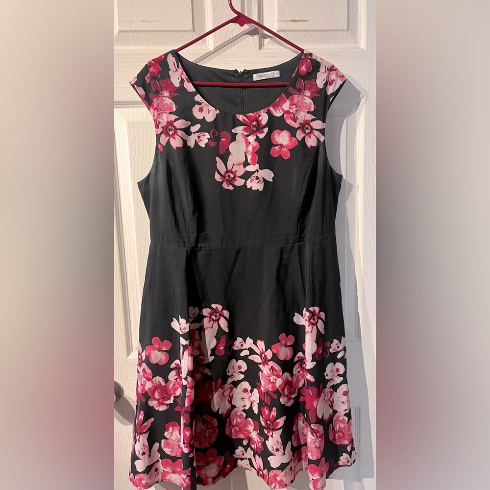Ricki's Black and Pink Fit and Flare Midi Dress